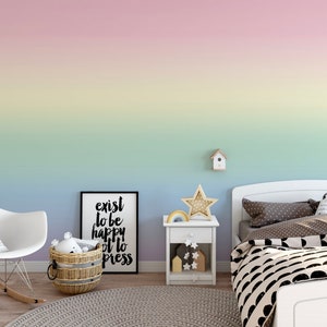 Rainbow Ombre Removable Wallpaper/ Peel and Stick/ Rainbow Mist Ombre Wallpaper/ Unpasted Wallpaper/ Pre-Pasted Wallpaper WW1914