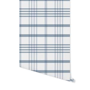 blue and white peel and stick wallpaper Plaid nursery boys room/ Soft Blue Plaid Wallpaper/ Removable Wallpaper WW2302