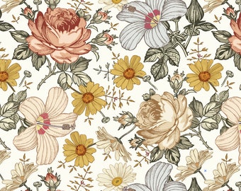 Boho Floral Wallpaper Peel and Stick/ Boho Hand Drawn Floral Wallpaper/ Removable Wallpaper/ Unpasted Wallpaper/ Pre-Pasted Wallpaper WW2118