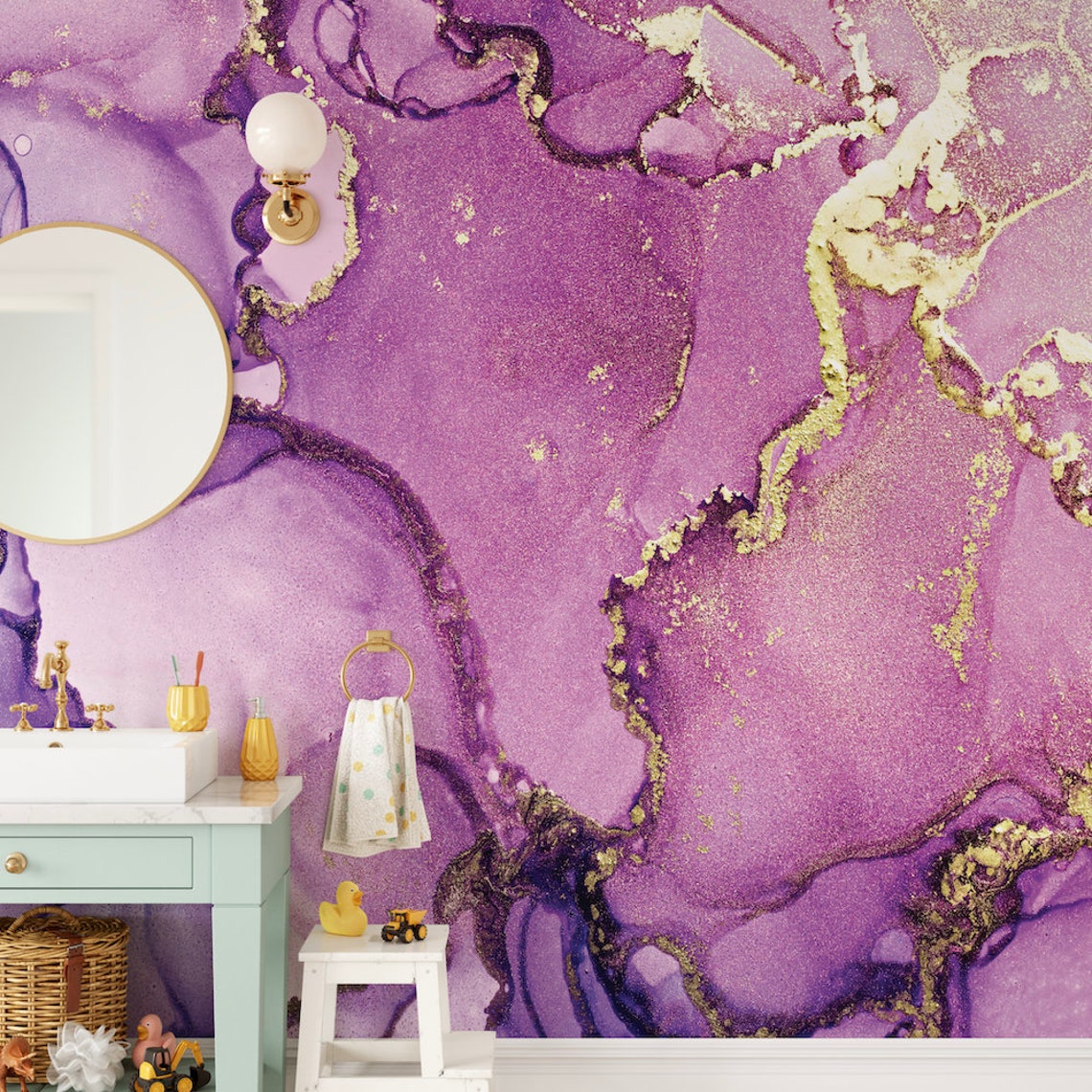 Peel and Stick Wallpaper Purple/ Purple Watercolor Abstract Etsy