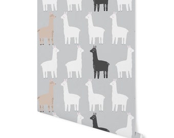 Alpaca Wallpaper // Removable Wallpaper //  Peel and Stick Wallpaper // Unpasted Wallpaper // Pre-Pasted Wallpaper WW1924