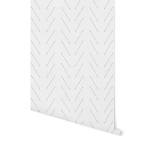 Peel and Stick Wallpaper Gray/ Warm Gray Modern Hand Drawn Herringbone Wallpaper/ Removable Wallpaper/ Unpasted/ Pre-Pasted Wallpaper WW2206