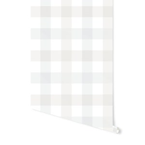 Peut inclure: Papier peint à motif vichy blanc et gris clair. Le motif est un damier classique avec une subtile variation de couleur.