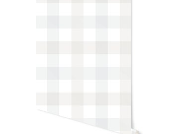 Wallpaper Plaid/ Pastel Greige Buffalo Check Wallpaper/ Removable Wallpaper/ Peel and Stick Wallpaper/ Unpasted/ Pre-Pasted Wallpaper WW2205