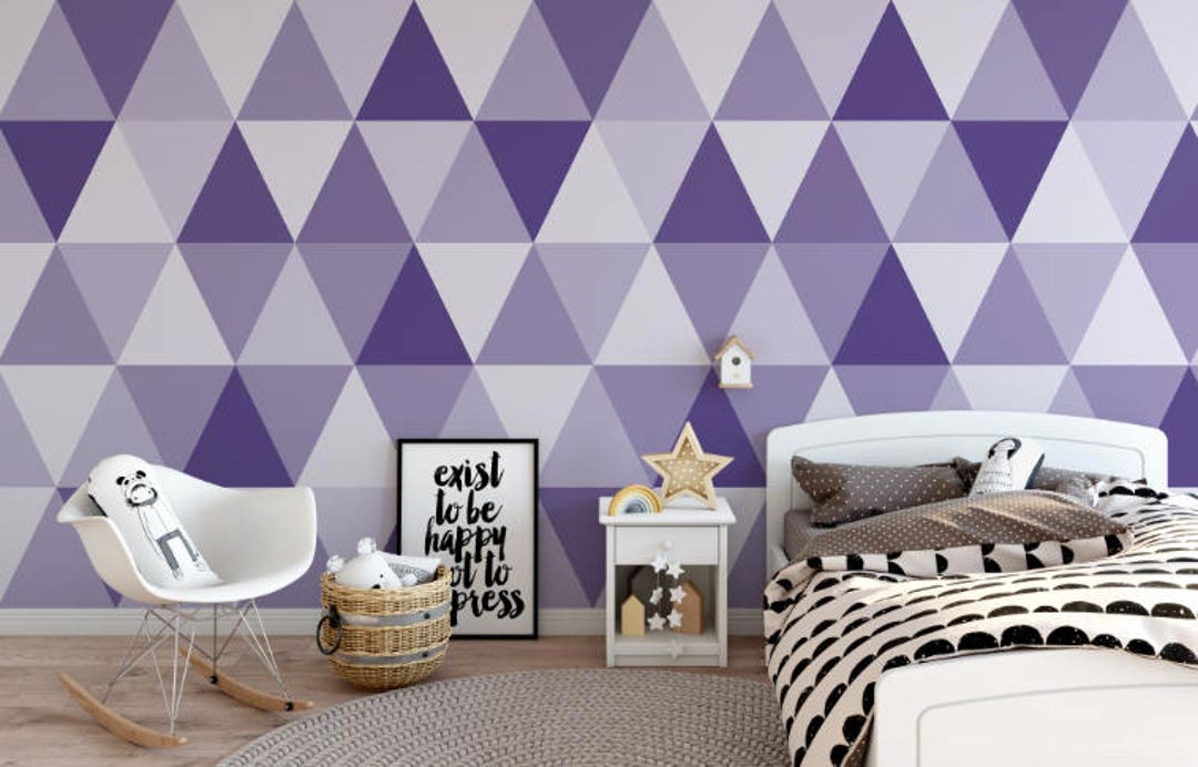 Peel and Stick Wallpaper Purple/ Ultra Violet Triangles Etsy