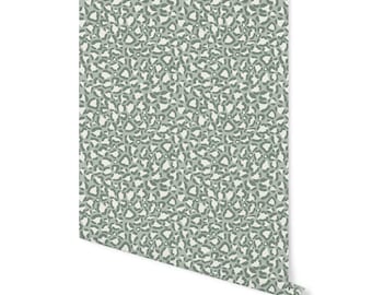 Peel and Stick Wallpaper Green/ Sage Green Modern Leopard Print Wallpaper/ Removable Wallpaper/ Unpasted Wallpaper/ Wallpaper WW2143