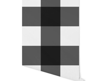 Buffalo Check Wallpaper: Black and White Plaid, Peel and Stick