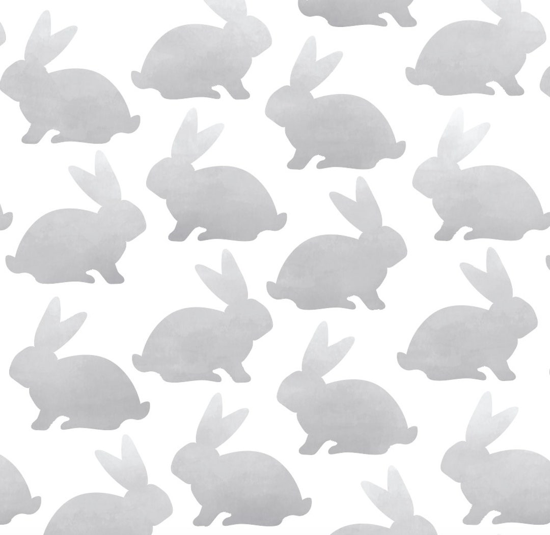 Kids Wallpaper Gray Woodland Rabbit/ Gray Watercolor Bunny - Etsy