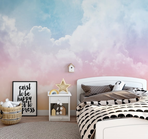 Wallpaper Ombre Cloud Rainbow Pastel/ Peel and Stick Wallpaper/ Rainbow  Clouds Ombre/ Removable Wallpaper/ Unpasted/ Mural WW2008 