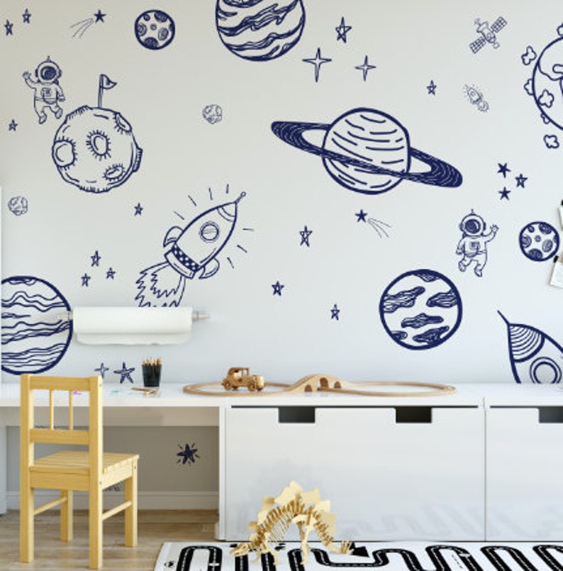 Space Mural Wallpaper // Removable Wallpaper// Peel and Stick | Etsy