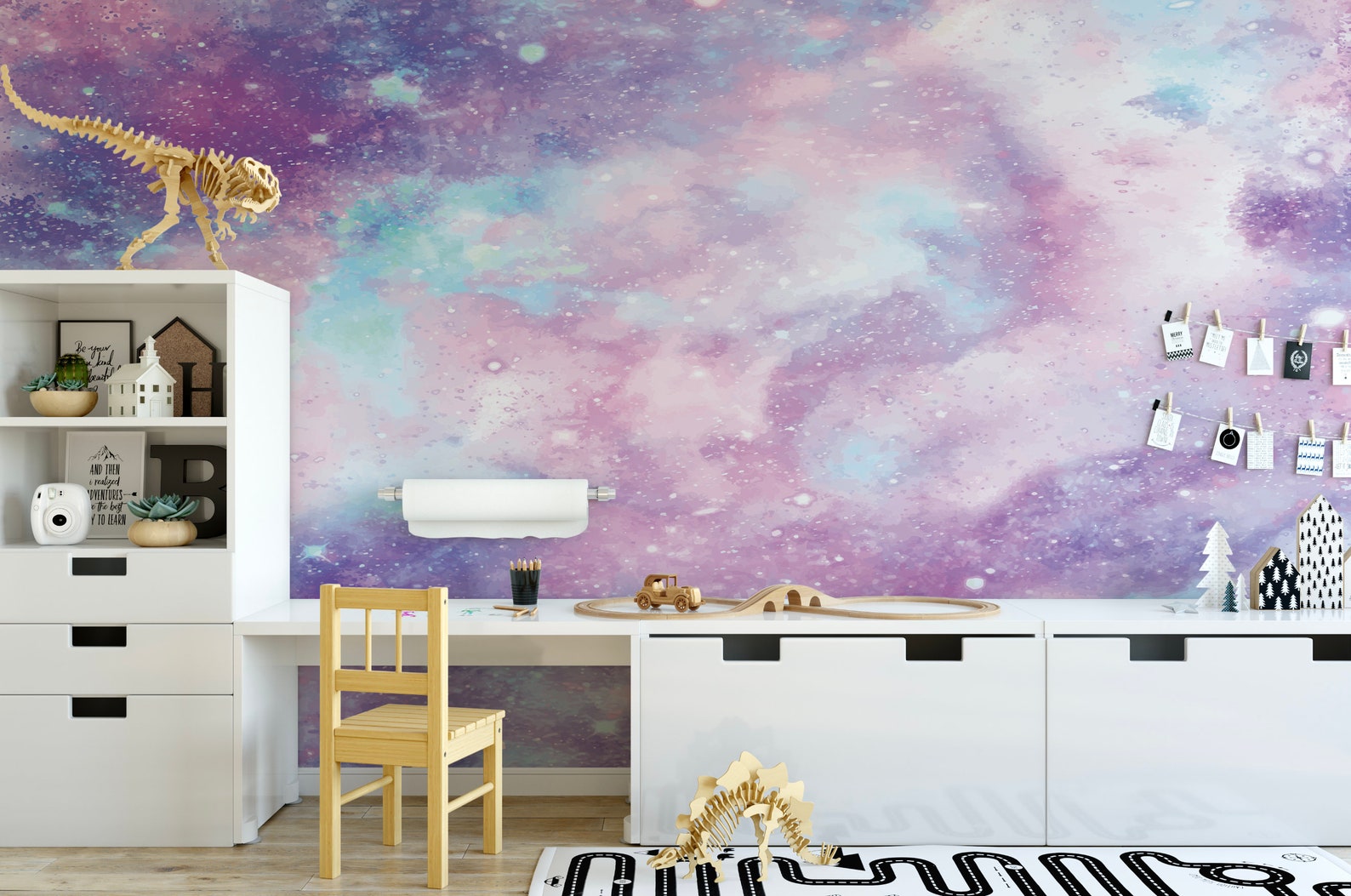 Galaxy Peel and Stick Wallpaper Purple / Purple Galaxy Mural - Etsy