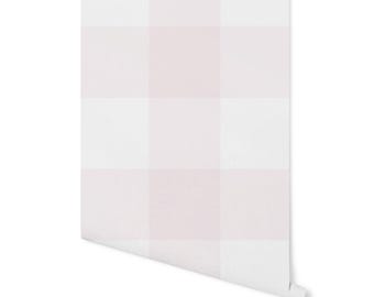 Wallpaper Plaid Pink/ Blushing Pink XL Buffalo Check Wallpaper/ Removable/ Peel and Stick/ Unpasted Wallpaper/ Pre-Pasted Wallpaper WW1918