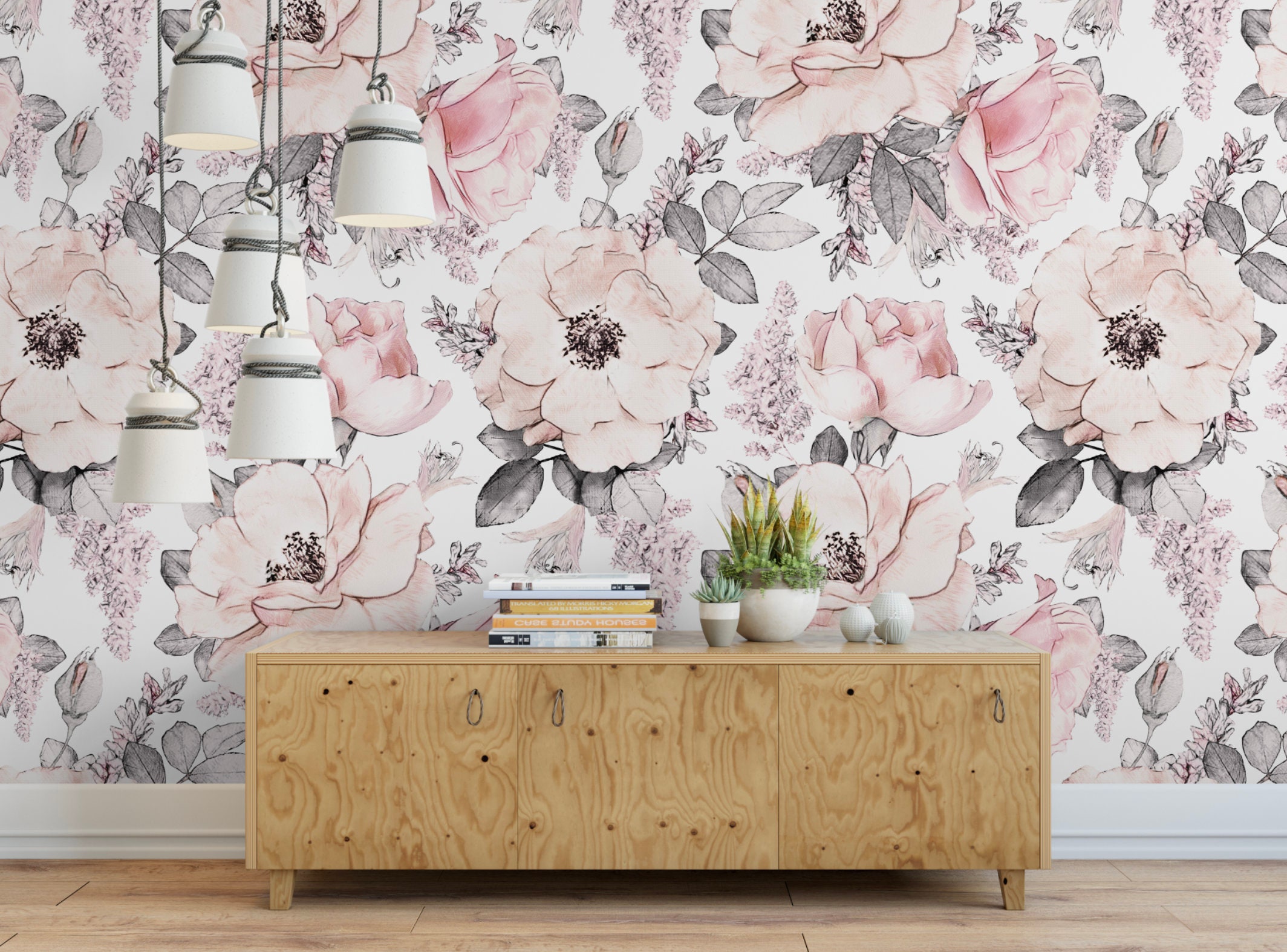 Peel and Stick Wallpaper Floral/ Vintage Pink Roses Removable Etsy