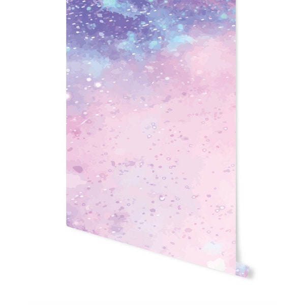 Galaxy Peel and Stick Wallpaper Purple / Purple Galaxy Mural Wallpaper/ Removable Wallpaper/ Unpasted Wallpaper/ Pre-Pasted Wallpaper WW2033