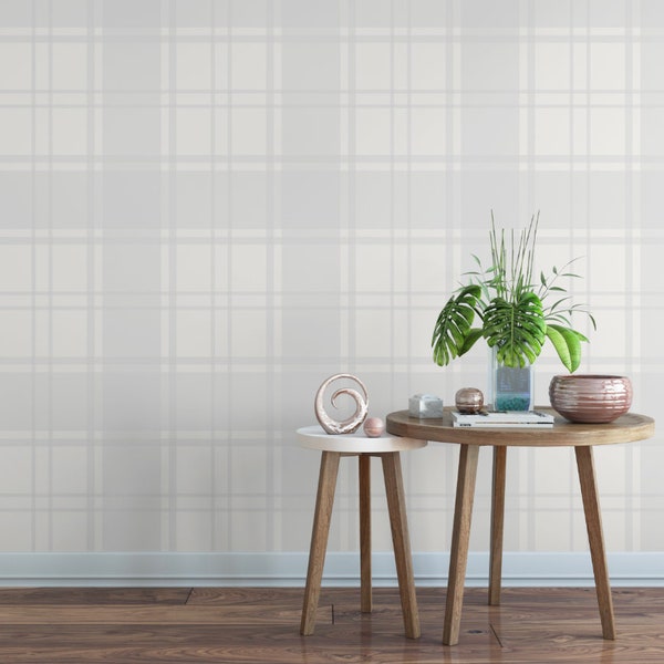 Gray Plaid Wallpaper - Etsy