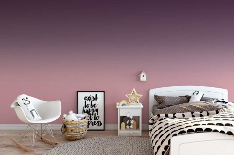 Dusty Rose and Plum Ombre Wallpaper // Removable Wallpaper // Etsy