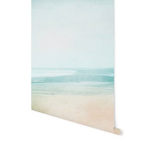 Beach Ombre Peel and Stick Wallpaper/ Beach Watercolor Ombre Wallpaper/ Removable Wallpaper/ Unpasted Wallpaper/ Pre-Pasted Wallpaper WW2046 image 1