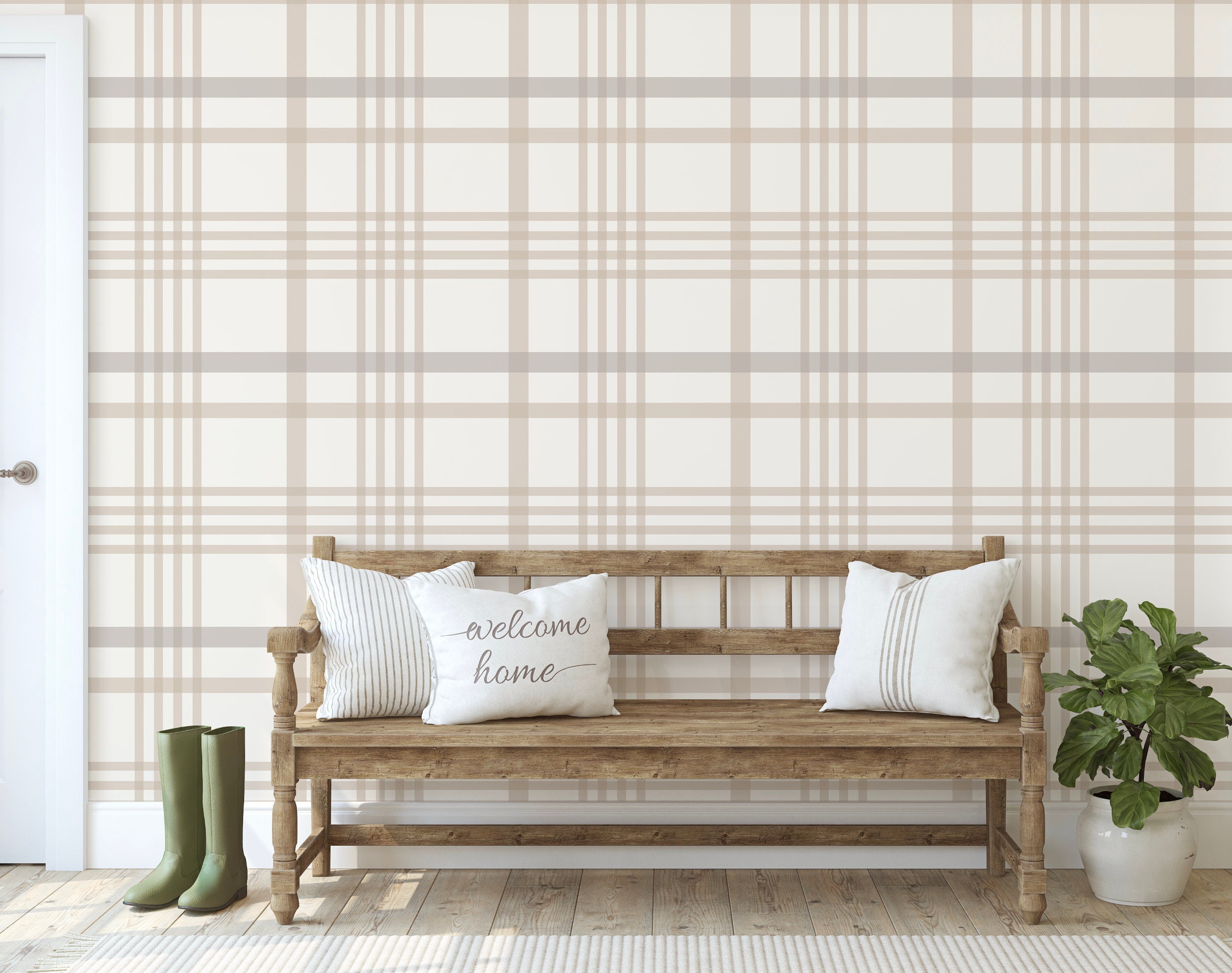 Wallpaper Plaid Brown/ Cozy Brown Plaid Wallpaper/ Removable - Etsy
