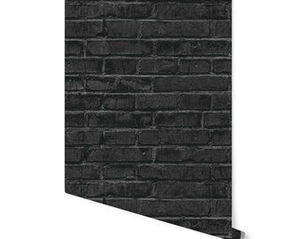 Black Brick Wallpaper/ Removable Wallpaper/ Peel and Stick Wallpaper/ Unpasted Wallpaper/ Pre-Pasted Wallpaper WW1913