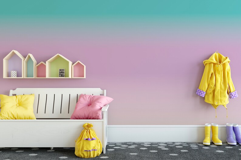 Tropical Blush Ombre Wallpaper // Removable Wallpaper // Peel Etsy