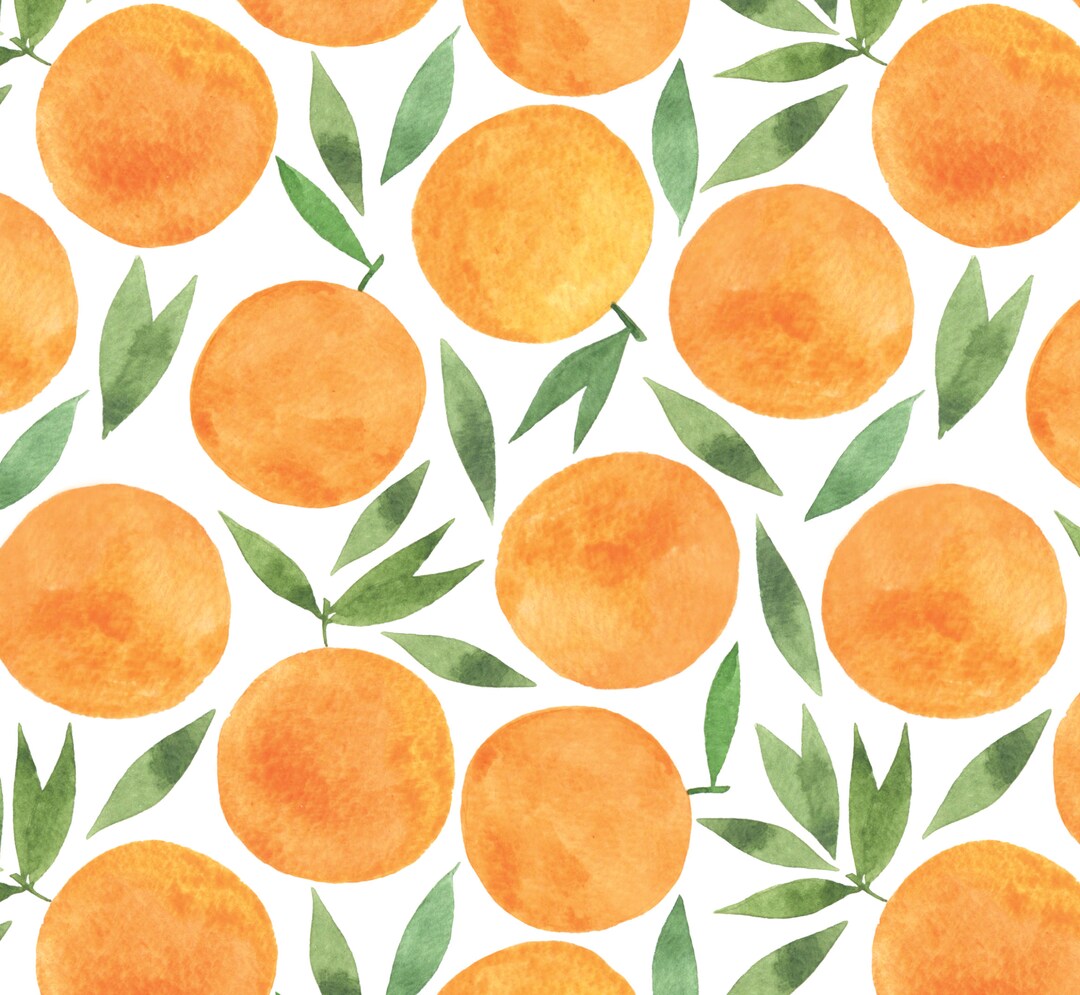 Watercolor Oranges Wallpaper // Removable Wallpaper// Peel and Stick Wallpaper// Unpasted