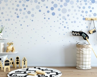 Peel and Stick Wallpaper Blue Dots/ Blue Bubbles Cascading Wallpaper/ Removable Wallpaper/ Unpasted Wallpaper/ Pre-Pasted Wallpaper