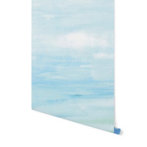 Wallpaper Ombre Blue Teal Beach Water/ Peel and Stick Wallpaper Teal/ Teal & Blue Watercolor Wallpaper/ Removable Unpasted Pre-Pasted WW2028