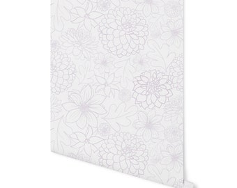 Peel and Stick Wallpaper Floral/ Beach Plum Dahlia Wallpaper/ Removable Wallpaper/ Unpasted Wallpaper/ Pre-Pasted Wallpaper WW2232