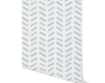 Baby Blue Brush Stroke Chevron Peel and Stick Wallpaper