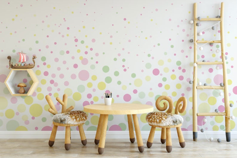Peel and Stick Wallpaper Dots/ Multi Colored Cascading Bubbles - Etsy