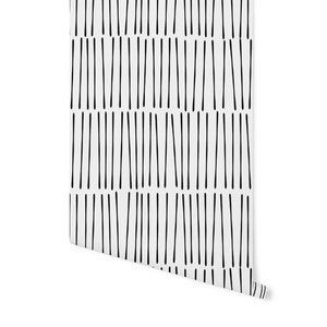 Black Lines Peel and Stick Wallpaper, Modern Hand Drawn Design