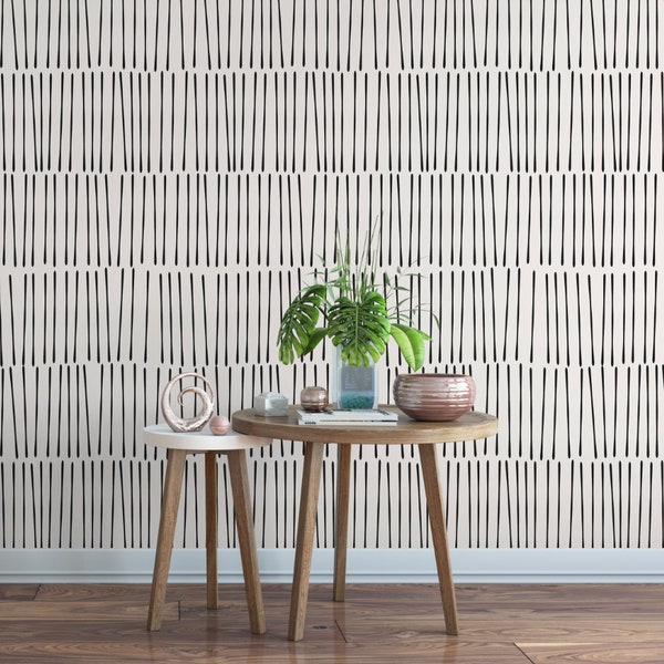 Peel and Stick Wallpaper Black Lines/ Modern Hand Black Drawn Lines Wallpaper/ Removable Wallpaper/ Unpasted Wallpaper/ Wallpaper WW1904