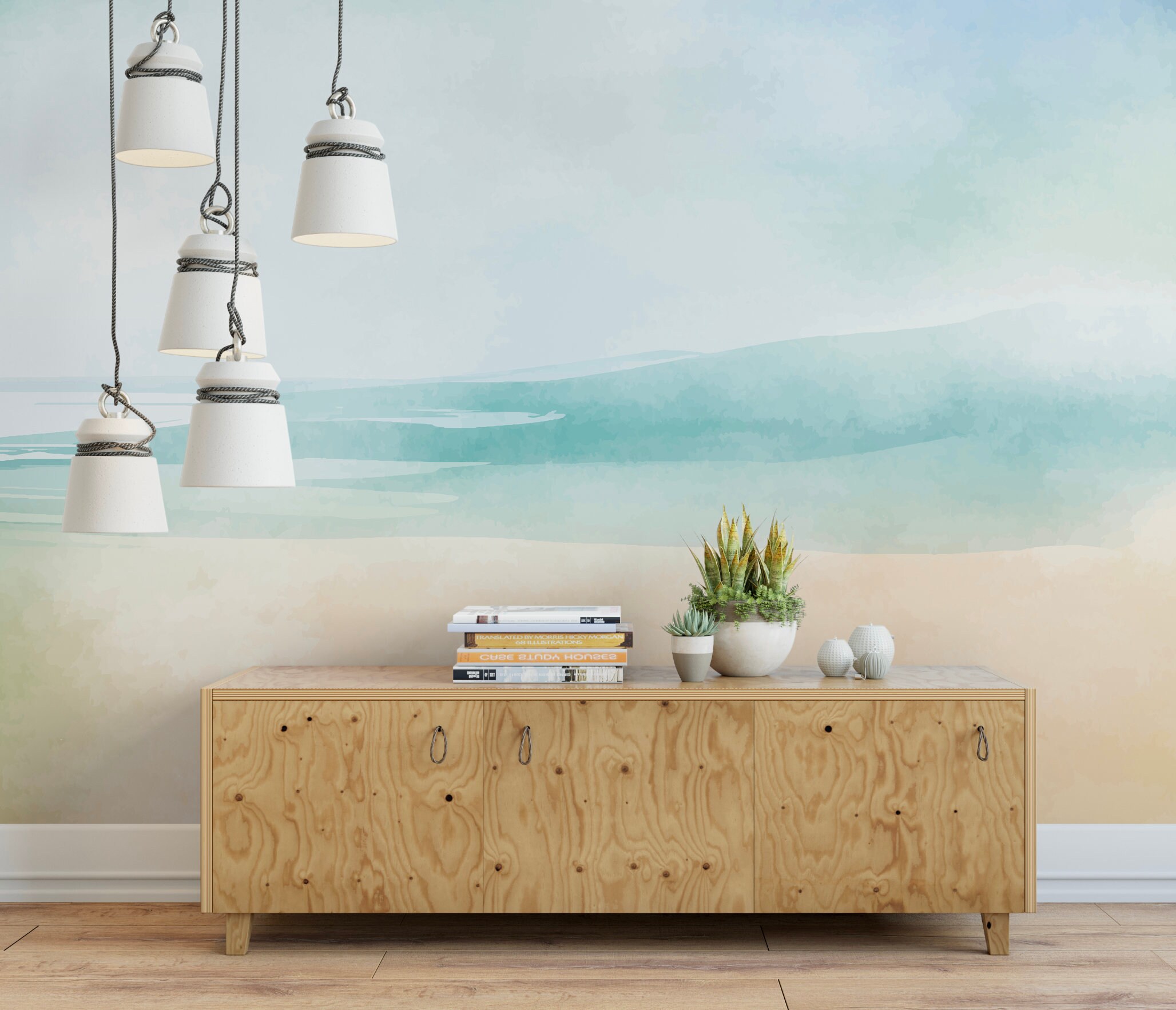 Beach Ombre Peel and Stick Wallpaper/ Beach Watercolor Ombre - Etsy