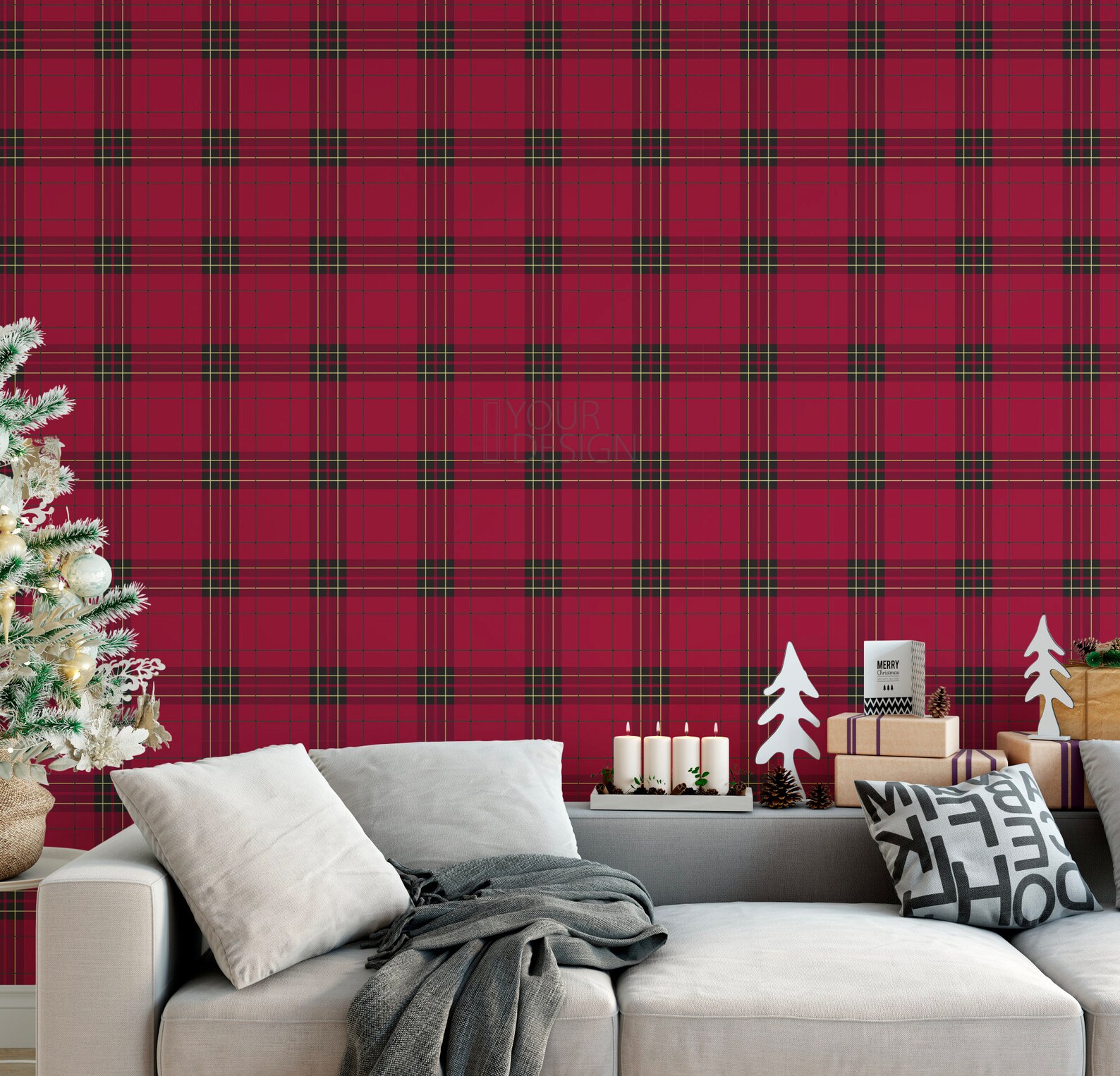 Wallpaper Plaid Red/ Holiday Tartan Plaid Wallpaper/ Removable - Etsy