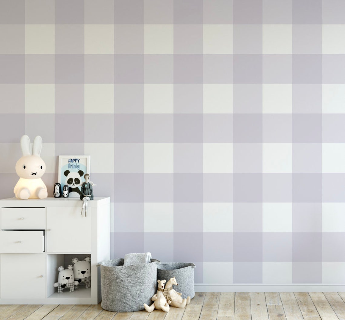 Wallpaper Plaid Purple/ Peel and Stick Wallpaper Purple/ Lilac Etsy