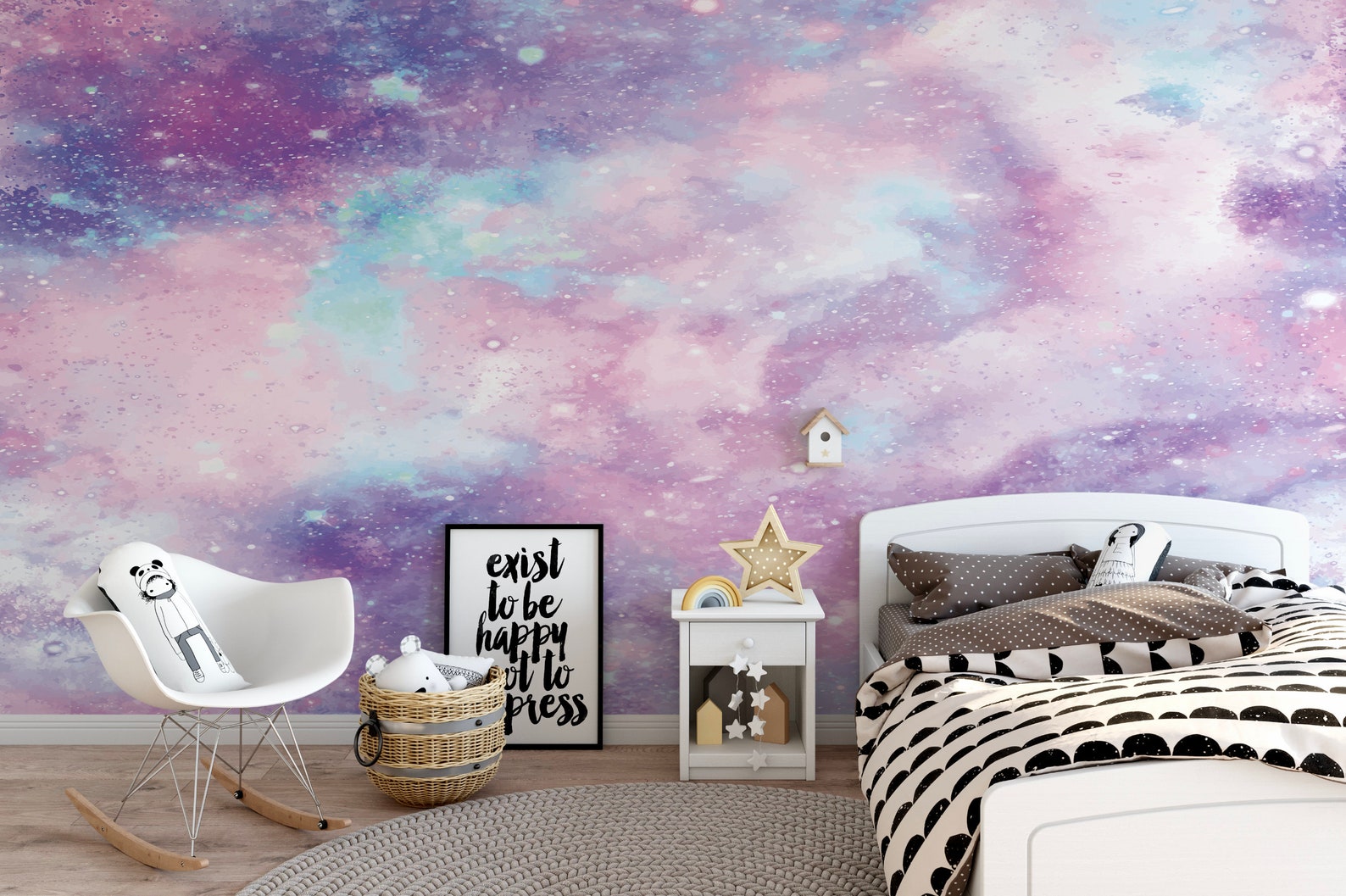 Galaxy Peel and Stick Wallpaper Purple / Purple Galaxy Mural - Etsy