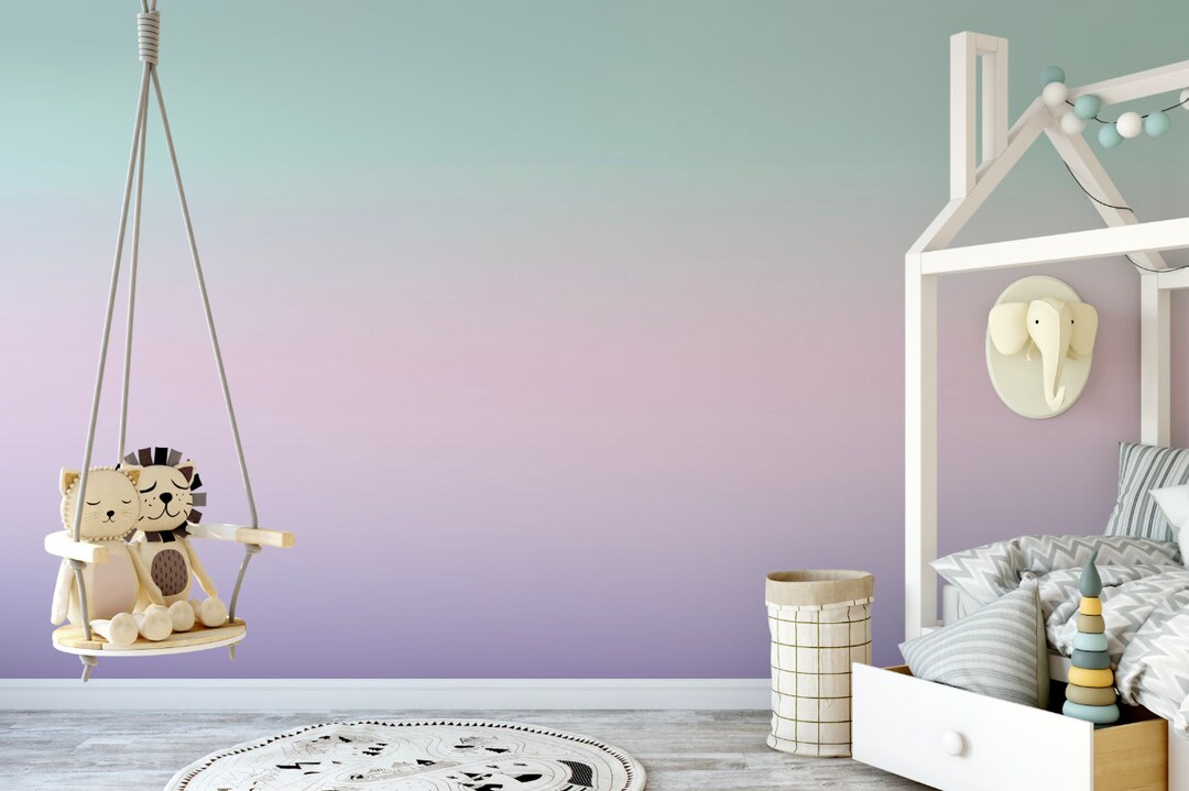 Wallpaper Ombre Pink Teal Purple/ Misty Mermaid Ombre Peel and Stick