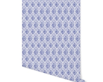 Blue Ikat Peel and Stick Wallpaper, Removable Wall Decor