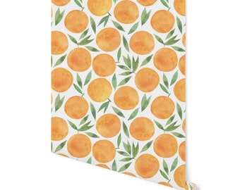 Watercolor Oranges Wallpaper/ Removable Wallpaper/ Peel and Stick Wallpaper/ Unpasted Wallpaper/ Pre-Pasted Wallpaper WW2045