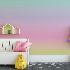 Rainbow Ombre Wallpaper Pink/ Peel and Stick/ Pastel Rainbow Ombre Wallpaper/ Removable Wallpaper/ Unpasted/ Pre-Pasted Wallpaper WW1939