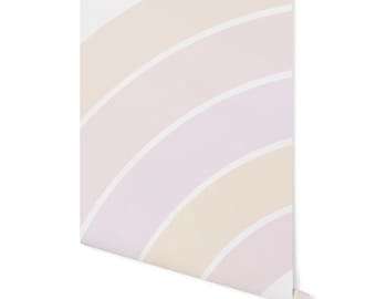 Wallpaper Pink Rainbow Mural/ Peachy Pastel Rainbow Wallpaper/ Removable Wallpaper/ Peel and Stick/ Unpasted/ Pre-Pasted Wallpaper WW20102