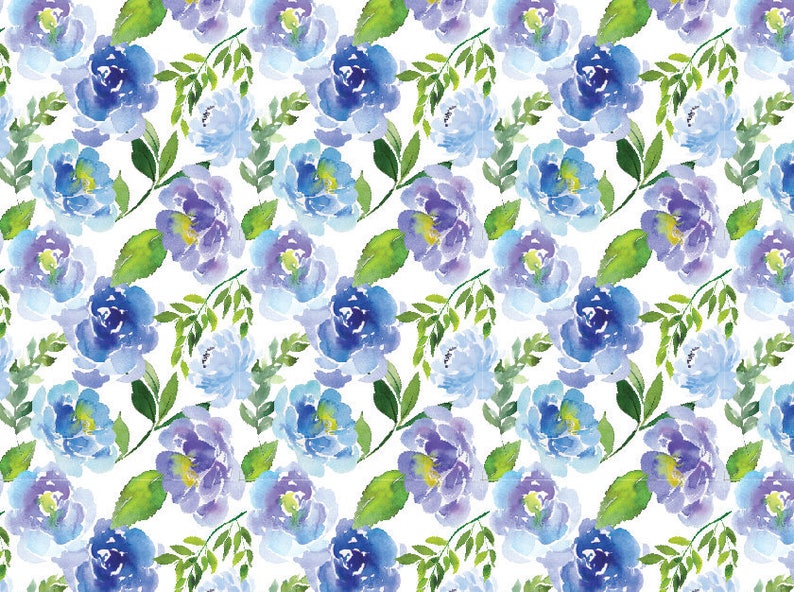 Blue and Purple Floral Wallpaper // Removable Wallpaper // Etsy