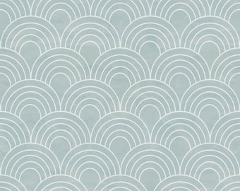Peel and Stick Wallpaper Teal Scallops / Dusty Teal Watercolor Arches Wallpaper/ Removable Wallpaper/ Unpasted Wallpaper/ Wallpaper WW2246
