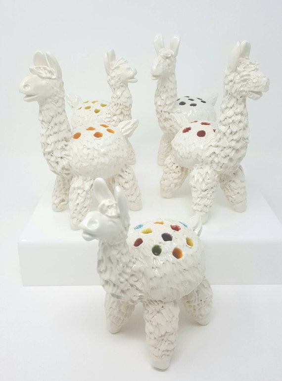 Llama and hedgehog miniature desk vases