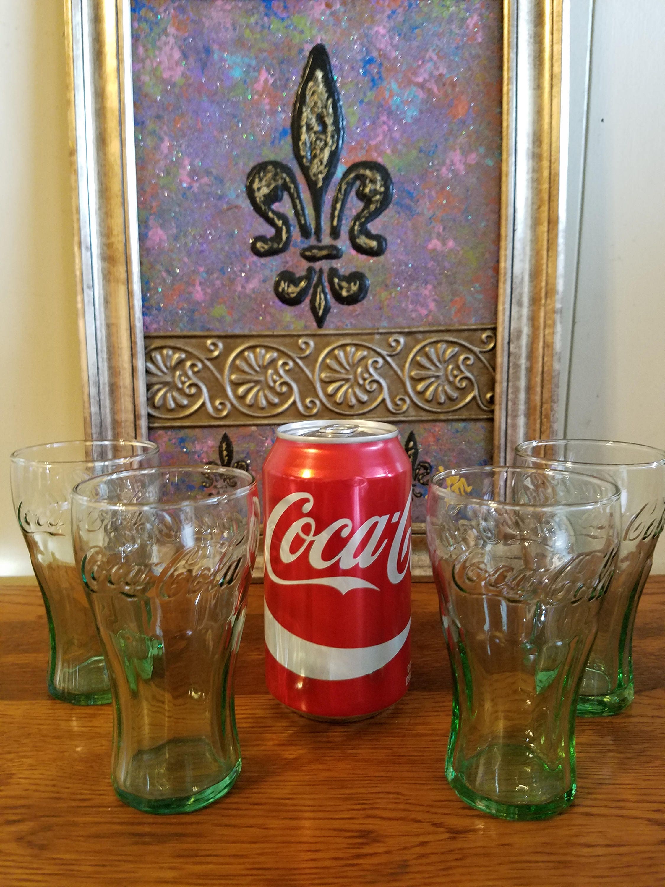 Vintage Libbey Green Coca Cola 4 Miniature Glasses 6 Oz