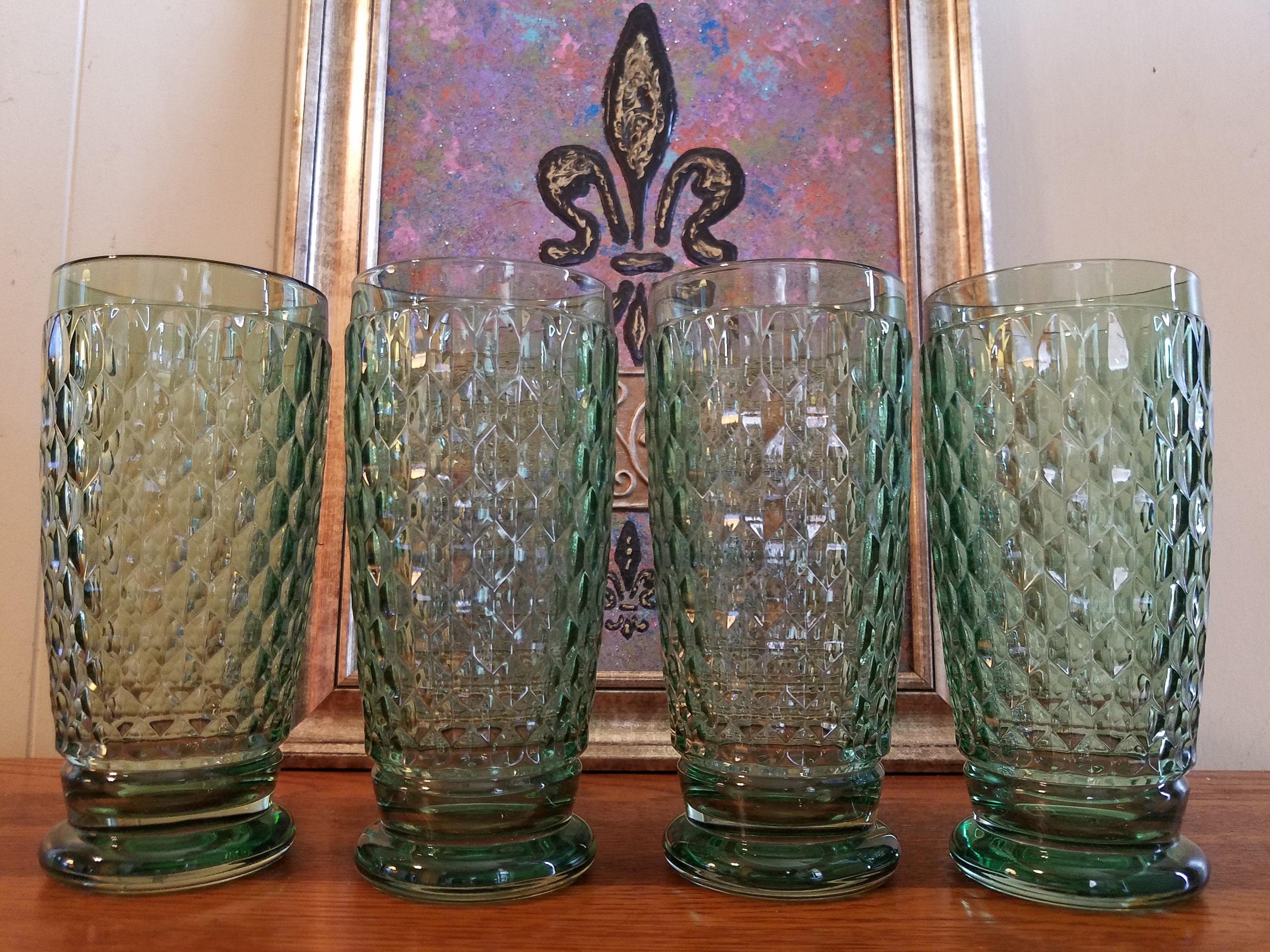 vintage green tea glasses