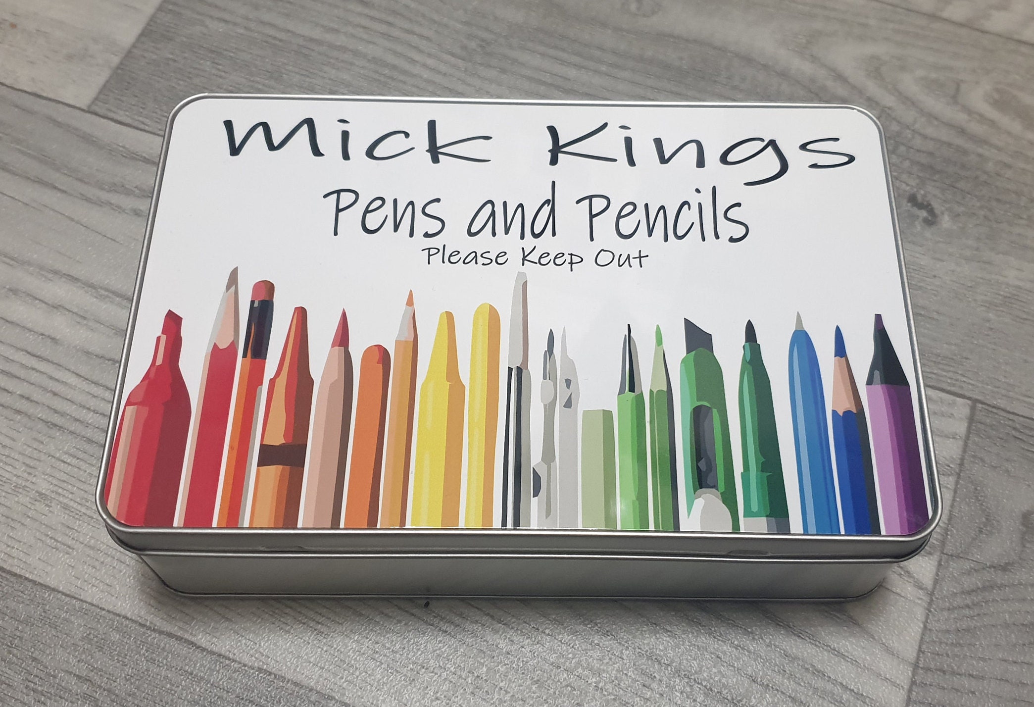 Pens and Pencil Stationery Personalised Tin Etsy