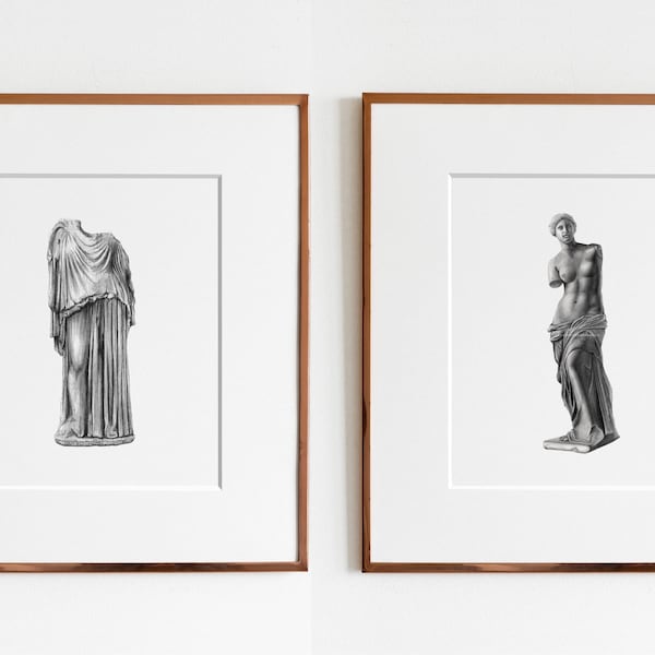 Marble Sculpture print set | Aphrodite Venus de Milo | Marble Statue of Eirene | The personification of peace