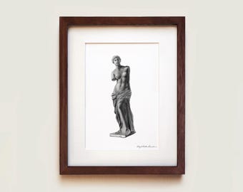 Aphrodite Venus de Milo Art Print: Greek Sculpture, Solid Oak Frame