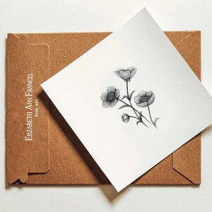 Buttercups Graphite Art Print: Solid Oak Frame, Archival Paper image 6